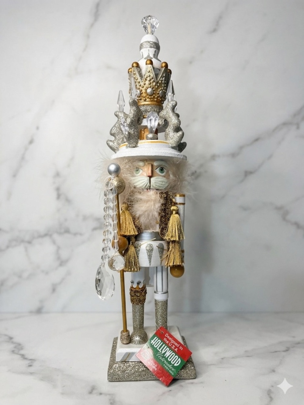 Kurt Adler 19-Inch Hollywood White and Gold King Nutcracker New